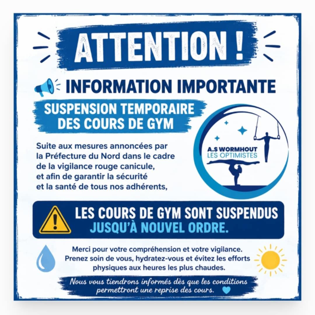 Les cours de gym sont suspendus jusqu'à nouvel ordre 